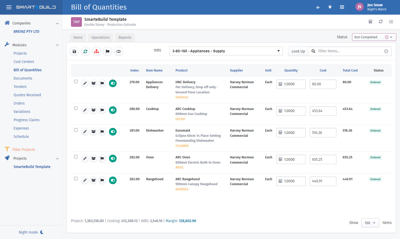 smartebuild BOQ desktop estimating software