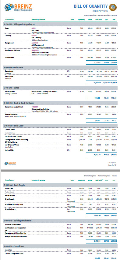 SmarteBuild report BOQ App Mobile