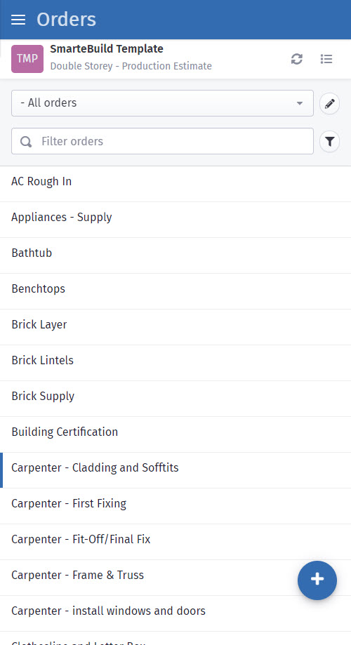 SmarteBuild orders mobile